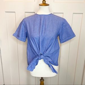 Bp tie front button back short sleeve blouse size xs